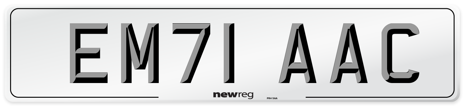 EM71 AAC Number Plate from New Reg